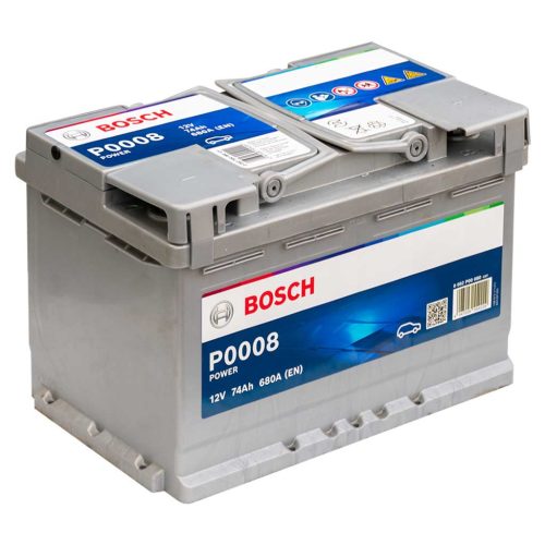 Bosch Power Line P0008 0092P00080 akkumulátor, 12V 74Ah 680A J+ EU, magas