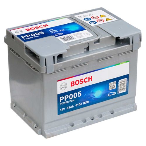 Bosch Power Plus Line PP005 0092PP0050 akkumulátor, 12V 63Ah 610A J+ EU, magas