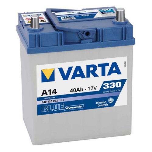 Varta Blue Dynamic A14 akkumulátor, 12V 40Ah 330A J+, Japán nem talpas (Honda Jazz GD, GE)