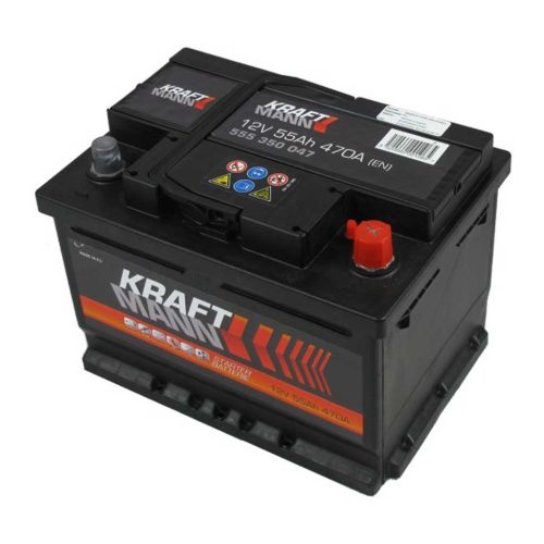 Kraftmann 555350047 akkumulátor, 12V 55Ah 470A J+ EU, alacsony