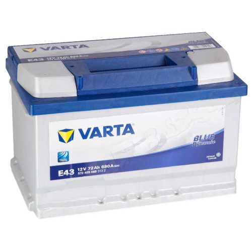 Varta Blue Dynamic E43 akkumulátor, 12V 72Ah 680A J+ EU, alacsony
