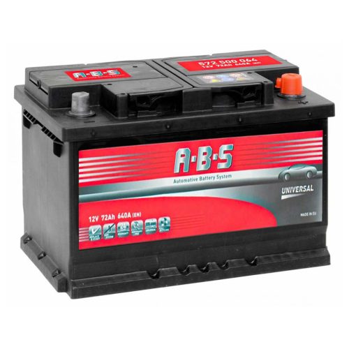 ABS Universal 572500064 akkumulátor, 12V 72Ah 640A J+ EU, alacsony