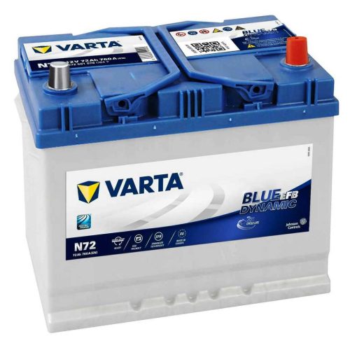 Varta Blue Dynamic EFB N72 akkumulátor, 12V 72Ah 760A J+,  japán