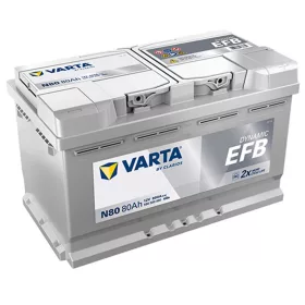   Varta Dynamic EFB N80 akkumulátor, 12V 80Ah 800A J+ EU, magas