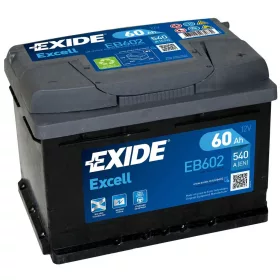   Exide Excell EB602 akkumulátor, 12V 60Ah 540A J+ EU, alacsony
