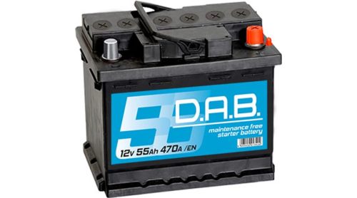 DAB 12V 55Ah 470A jobb+ akkumulátor