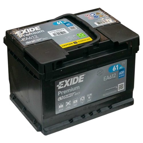 Exide Premium EA612 akkumulátor, 12V 61Ah 600A J+ EU, alacsony