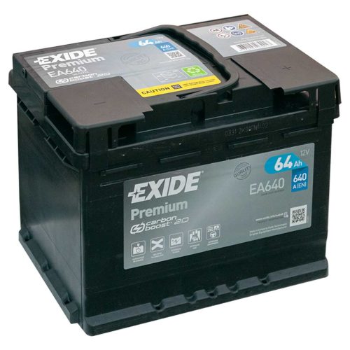 Exide Premium EA640 akkumulátor, 12V 64Ah 640A J+ EU, magas