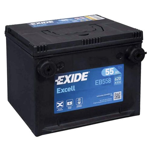 Exide Excell EB558 oldalcsatlakozós akkumulátor, 12V 55Ah 620A B+