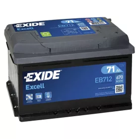   Exide Excell EB712 akkumulátor, 12V 71Ah 670A J+ EU, alacsony