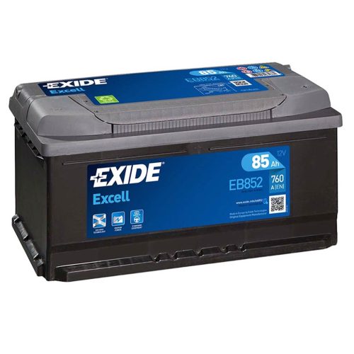 Exide Excell EB852 akkumulátor, 12V 85Ah 760A J+ EU, alacsony