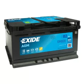   Exide Start-Stop AGM EK820 akkumulátor, 12V 82Ah 800A J+ EU, magas