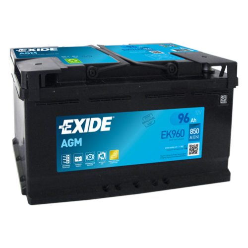 Exide Start-Stop AGM EK960 akkumulátor, 12V 96Ah 850A J+ EU, magas