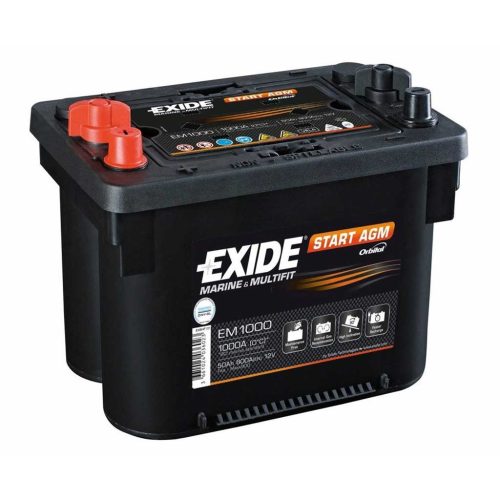 Exide Start AGM Marine EM1000 akkumulátor, 12V 50Ah 800A B+, magas