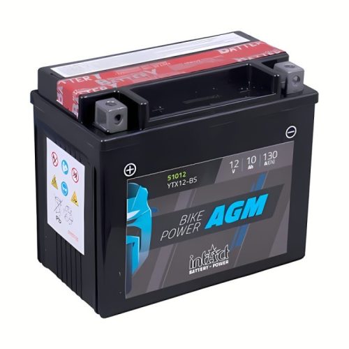 IntAct - 12v 10ah - AGM motor akkumulátor bal+  * YTX12-BS   