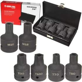   MAR-POL 3/4" MP torx + spline ütőaljzat és bit klt. 6db-os (M58266)