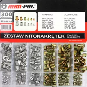   MAR-POL Szegecsanya klt. Acél és Alumínium 300db-os. (M66540)