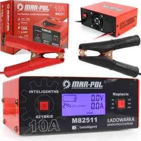 MAR-POL Akkumlátor töltő 6-24V 10A Digitális (M82511)