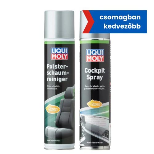 Liqui Moly Kárpit tisztító spray 300ml + Műszerfalápoló spray citrusos 300 ml