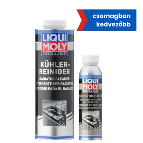 Liqui Moly Pro-Line hűtő tisztító adalék 1l + Pro-Line hűtő tömítő adalék 250ml