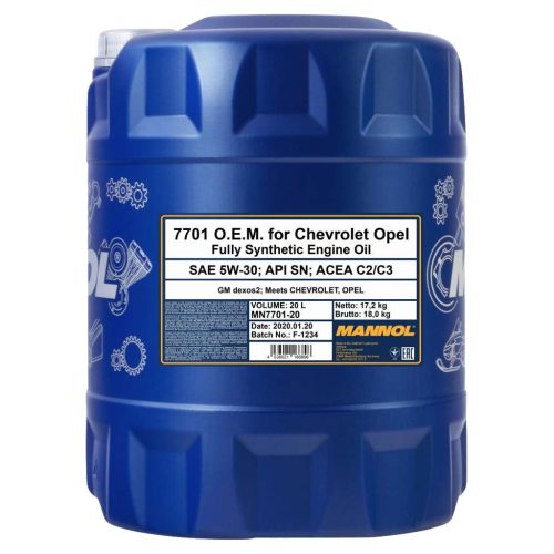 Mannol 7701-20 Energy Formula OP 5W-30 (5W30) motorolaj 20lit.