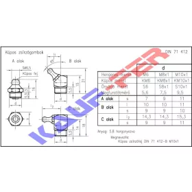 Zsírzógomb, M6 45° (H2)