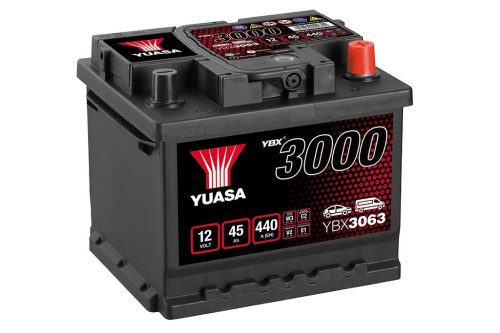 Yuasa SMF YBX3063 akkumulátor, 12V 45Ah 440A J+ EU, alacsony