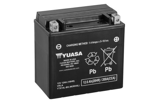 Yuasa YTX14L-BS VRLA AGM  motorakkumulátor, 12V 12,6Ah 2000A J+